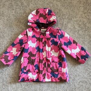 Mini Boden Pink all weather coat with Scotty pattern size 3/4